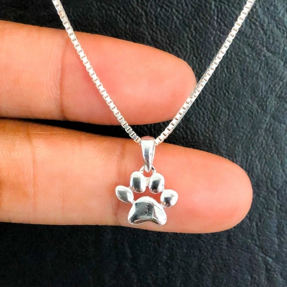 Sterling Silver Paw Print Necklace - Picture 7 of 8